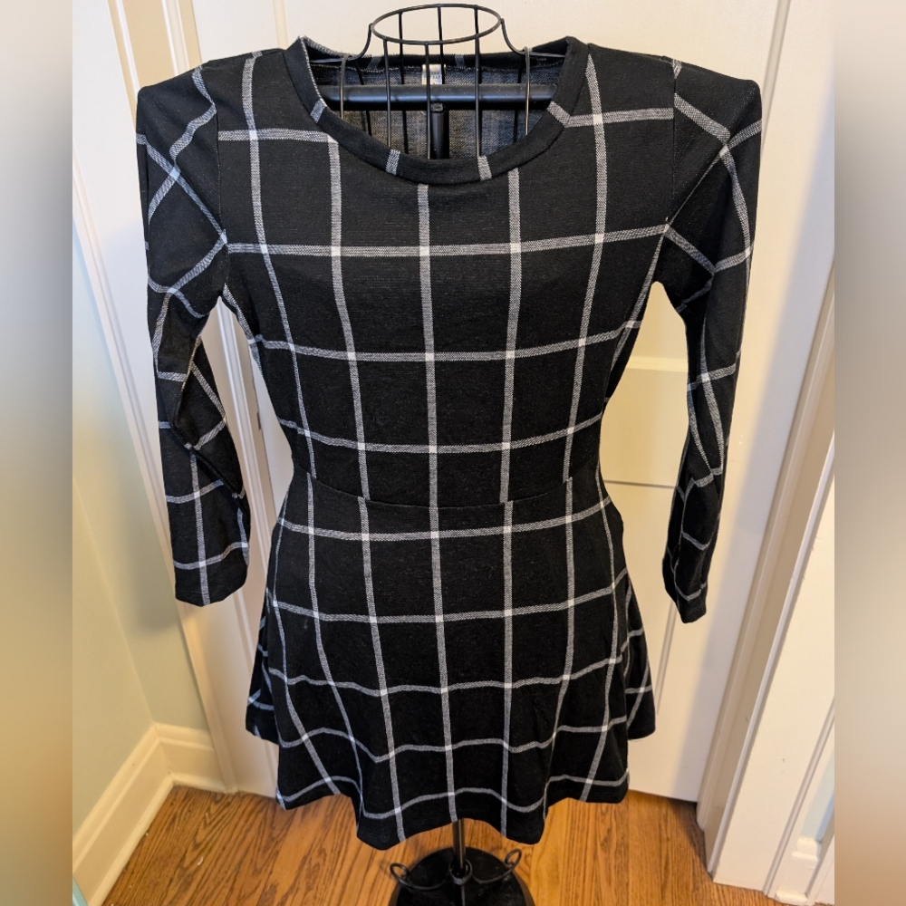 Black and Gray Checkered Dress